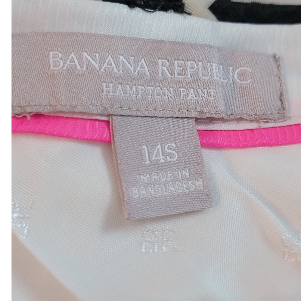 Banana Republic Hampton Pant 14S Black Cream Plaid Cuffed Ankle Pants - Picture 7 of 9